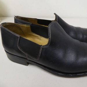 SUTOR MANTELLASSI black leather LOAFERS SLIP-ONS shoes 10.5 made in Italy